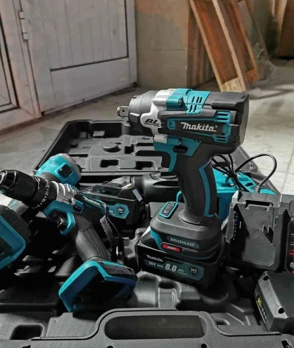 Makita Σετ Εργαλείων Μπαταρίας 24V 4 Τεμάχια Brushless Δραπανοκατσάβιδο Πιστολέτο Τροχός