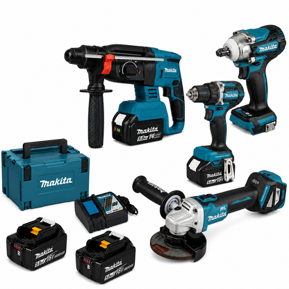 Makita Σετ Εργαλείων Μπαταρίας 18V 4 Τεμάχια Brushless Δραπανοκατσάβιδο Παλμικό Πιστολέτο Τροχός