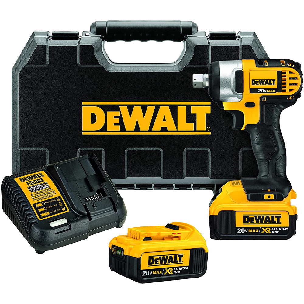 Dewalt Μπουλονόκλειδο Κρούσης 18V XR Li-Ion 1/2" με 2 μπαταρίες 4.0Ah, φορτιστή και βαλίτσα μεταφοράς.