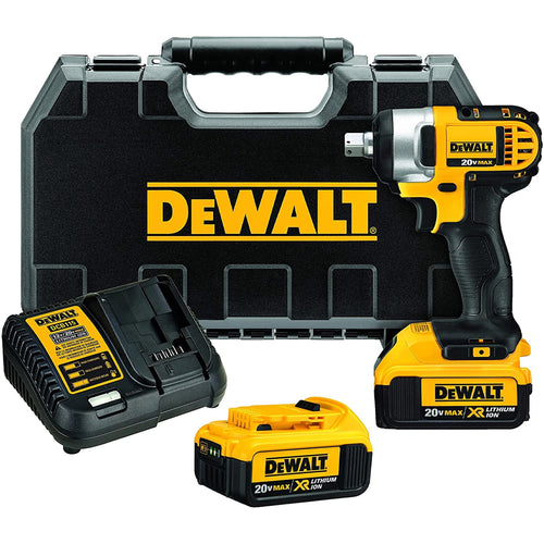Dewalt Μπουλονόκλειδο Κρούσης 18V XR Li-Ion 1/2" με 2 μπαταρίες 4.0Ah, φορτιστή και βαλίτσα μεταφοράς.
